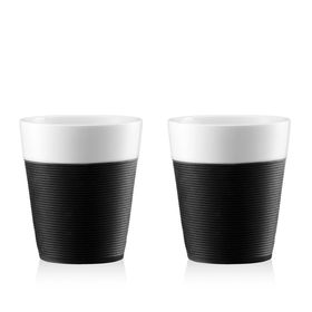 Bodum 2 Stk. Tasse mit Silikonband 0.3l, BISTRO, schwarz