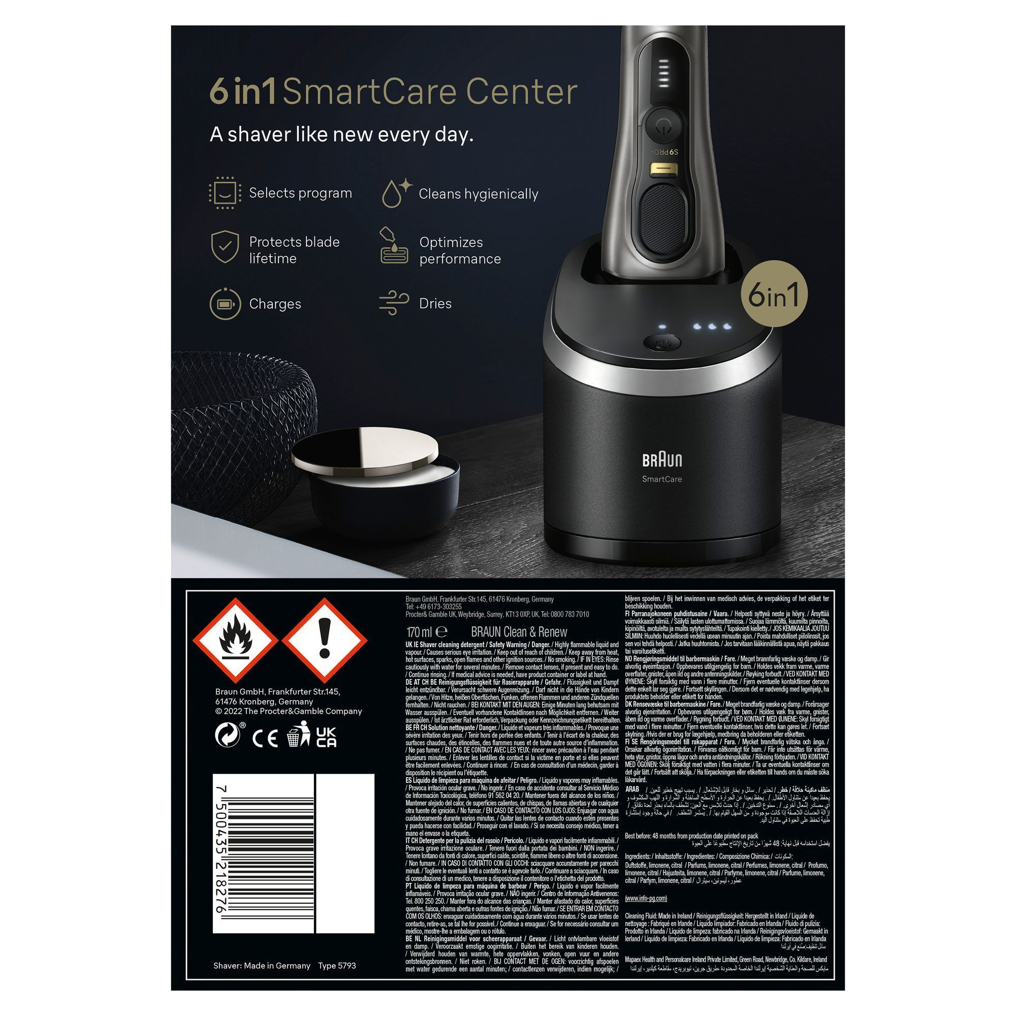 Braun Series 6 Rasierer im SmartCare Center, das 6 Funktionen in 1 bietet.