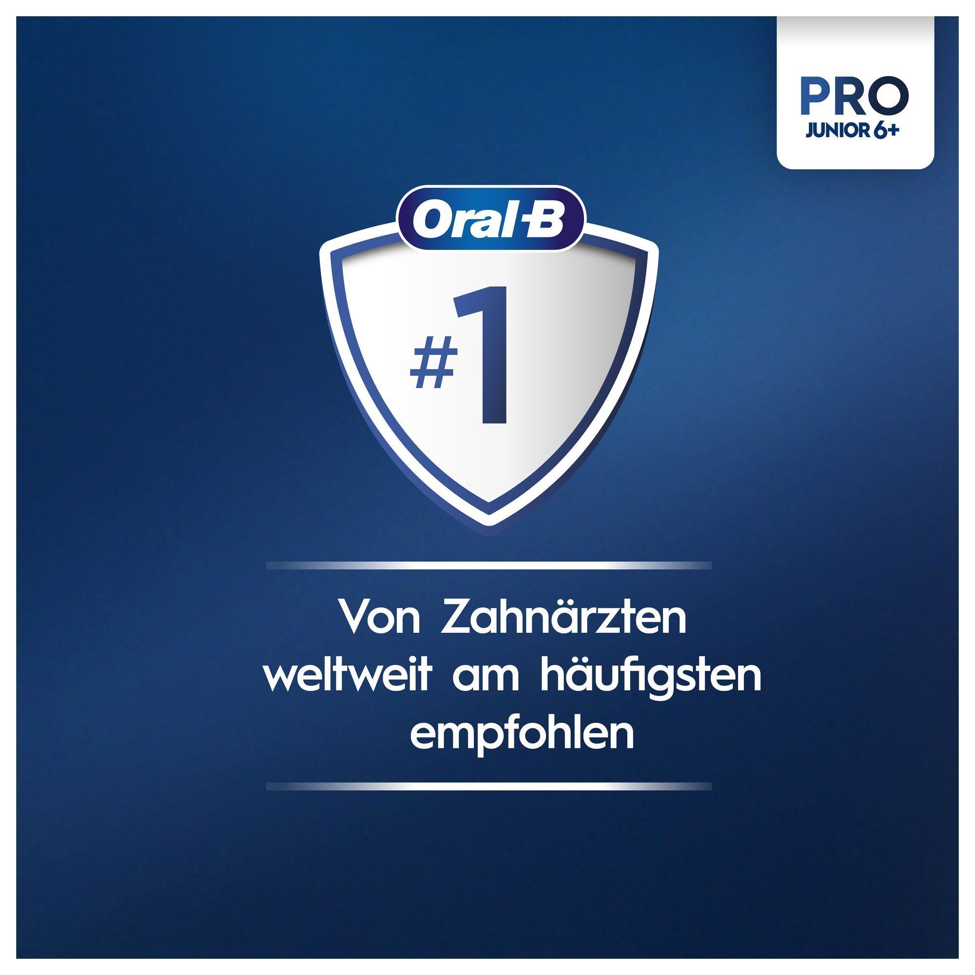 Oral-B: Von Zahnärzten weltweit am häufigsten empfohlen, hervorgehoben durch ein Schild mit der Nummer 1.
