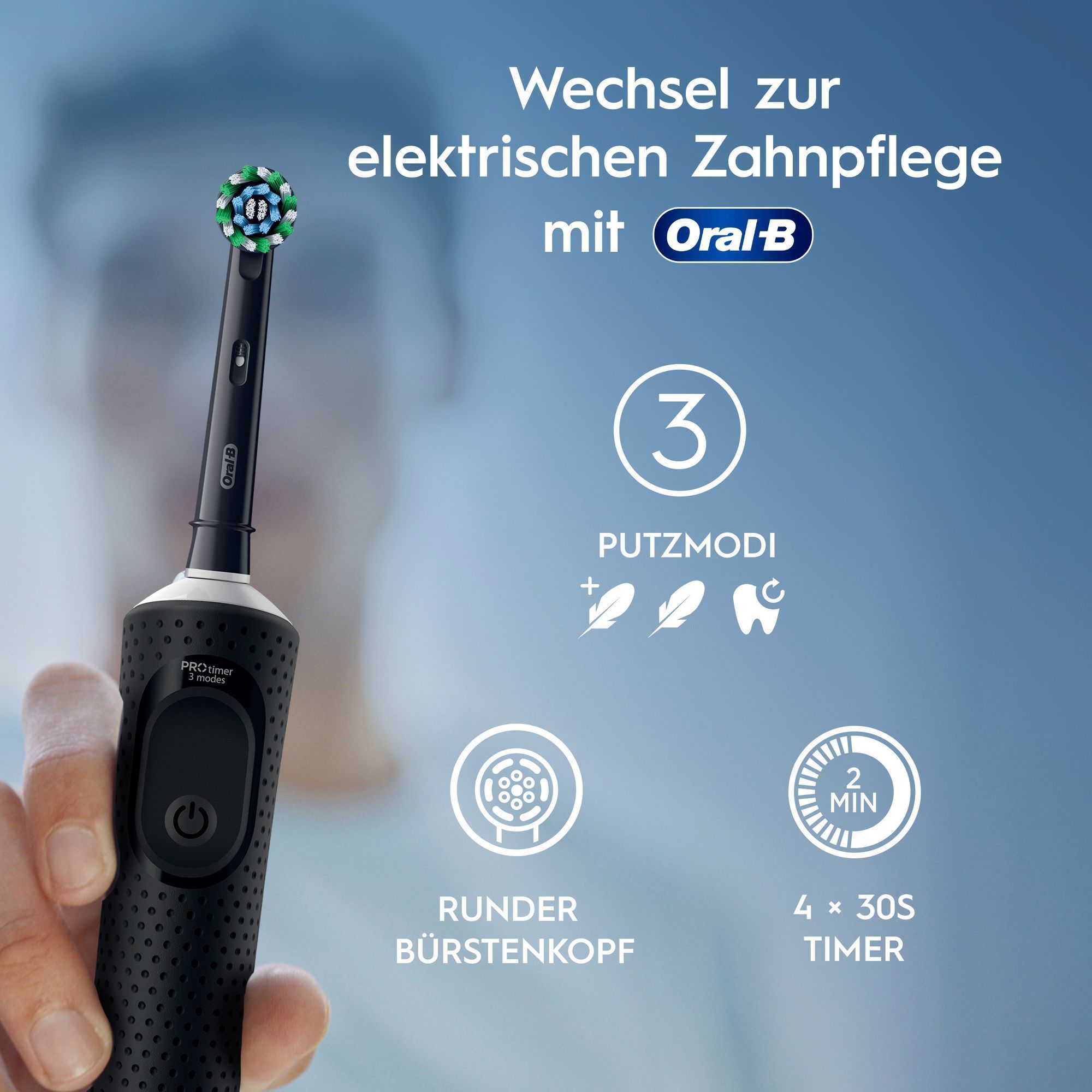Oral-B elektrische Zahnbürste mit 3 Putzmodi