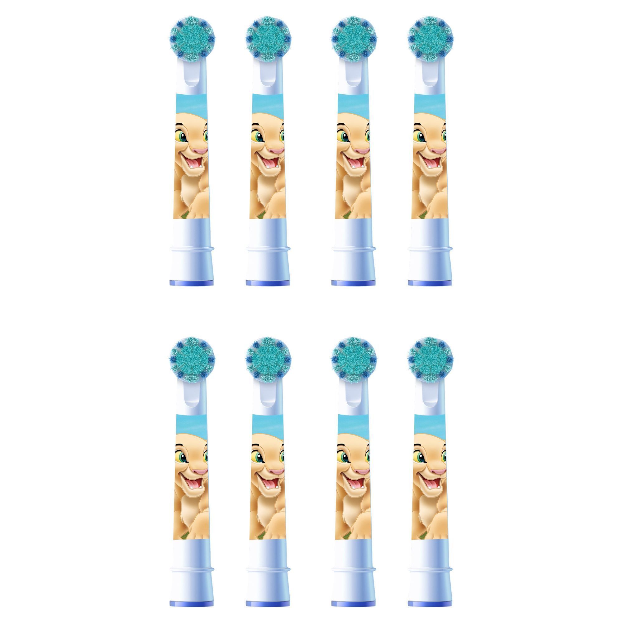 Oral-B Aufsteckbürsten für Kinder, 8er-Pack, mit einem Bild von Nala aus "Der König der Löwen" auf jeder Bürste.