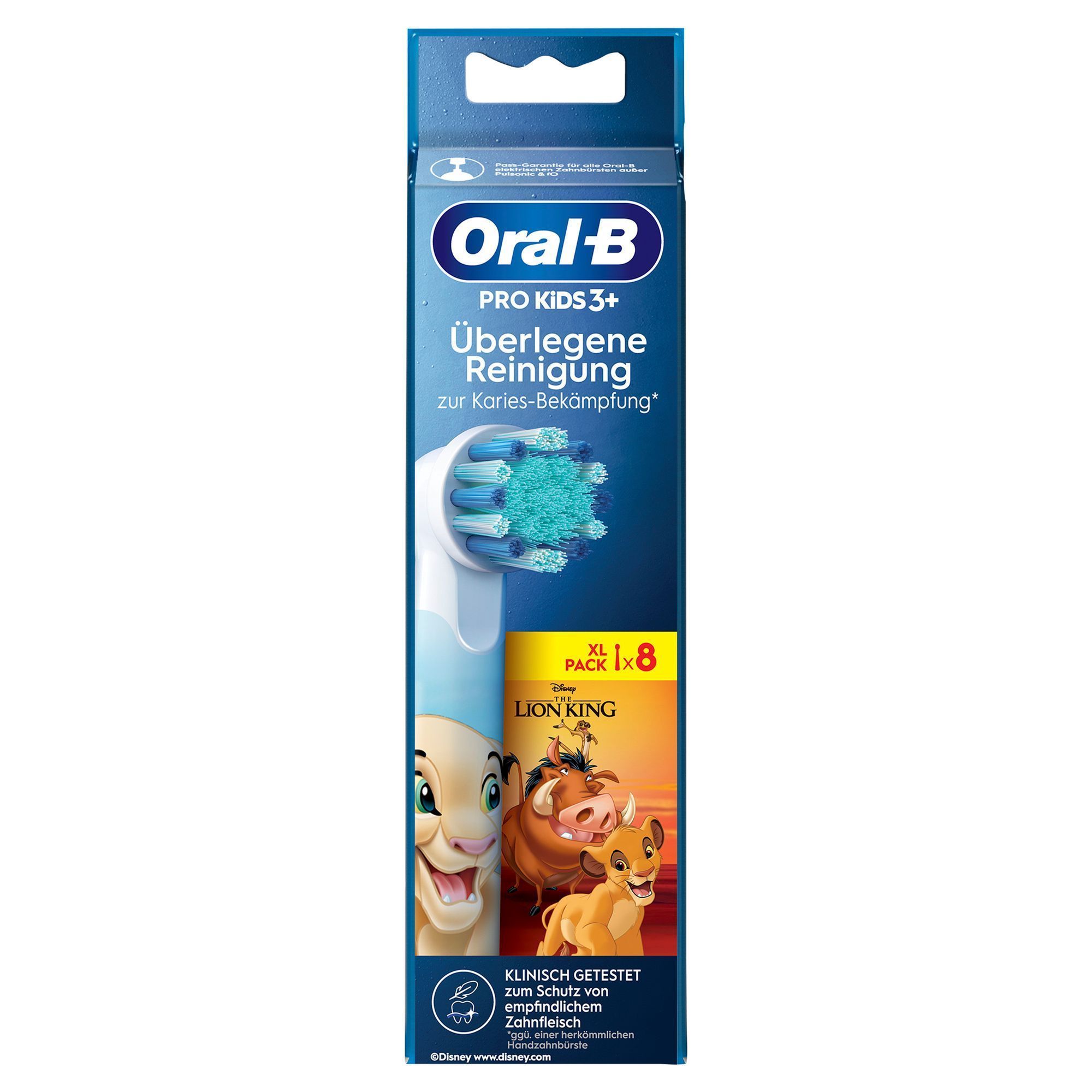 Oral-B Pro Kids 3+ Aufsteckbürsten, XL Pack mit 8 Stück, mit Disney Der König der Löwen Motiven.