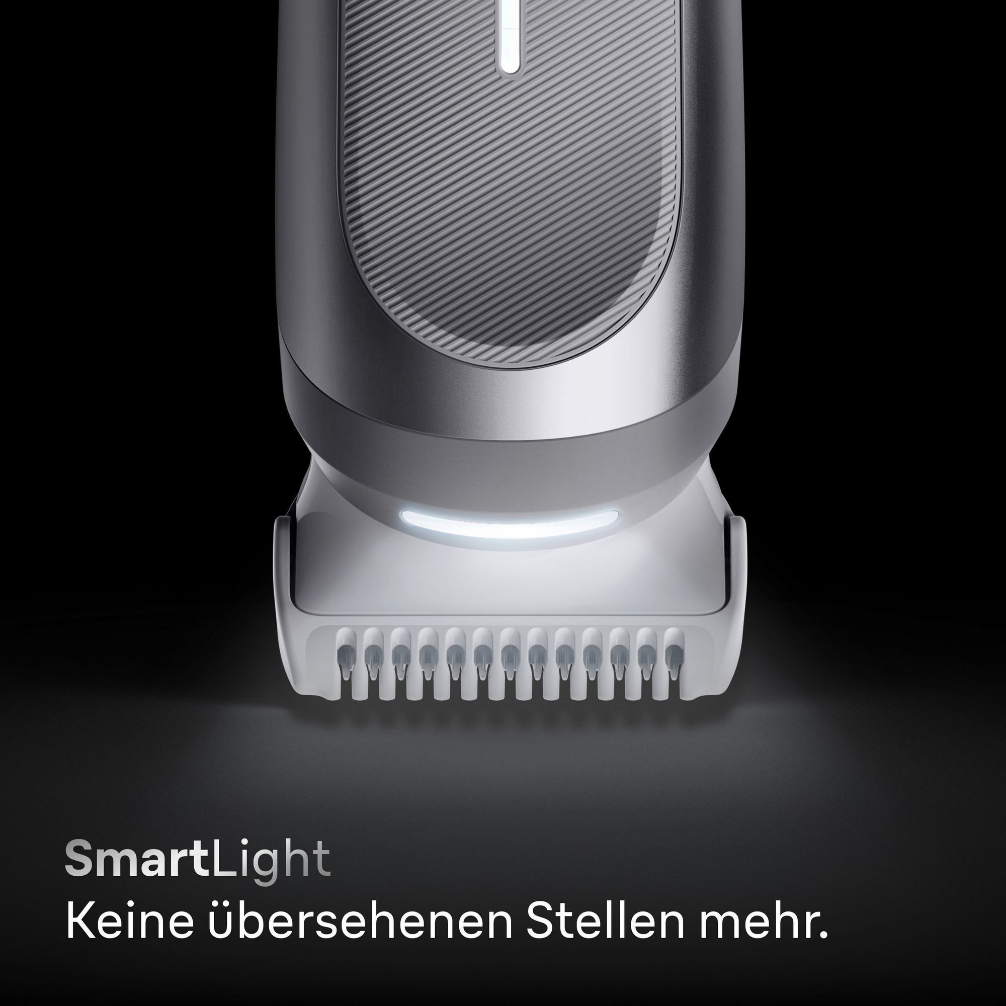 Braun Bartschneider mit SmartLight, das keine übersehenen Stellen mehr verspricht.