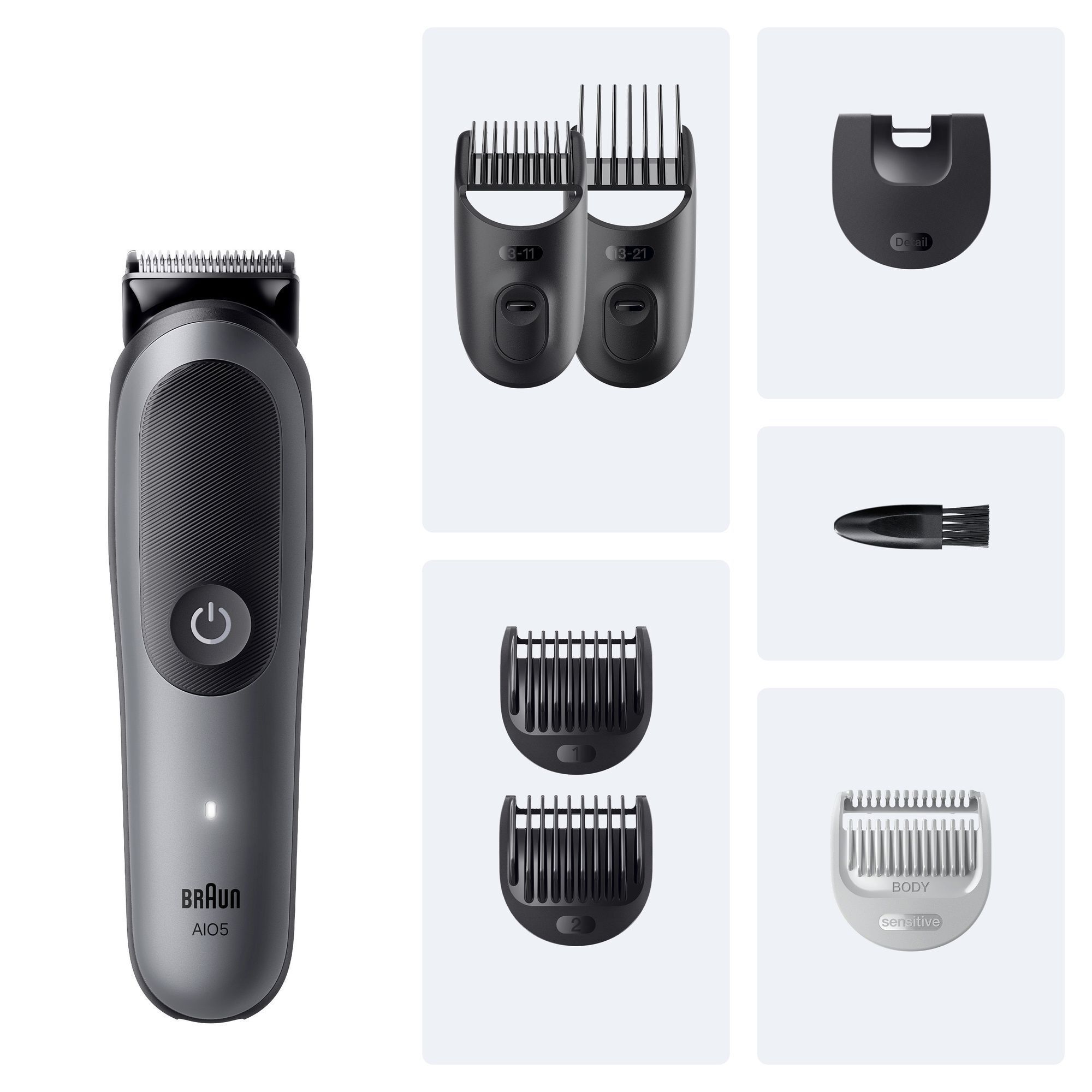 Braun All-in-One Style Kit Series 5 mit verschiedenen Aufsätzen für Bart, Haare und Körper.