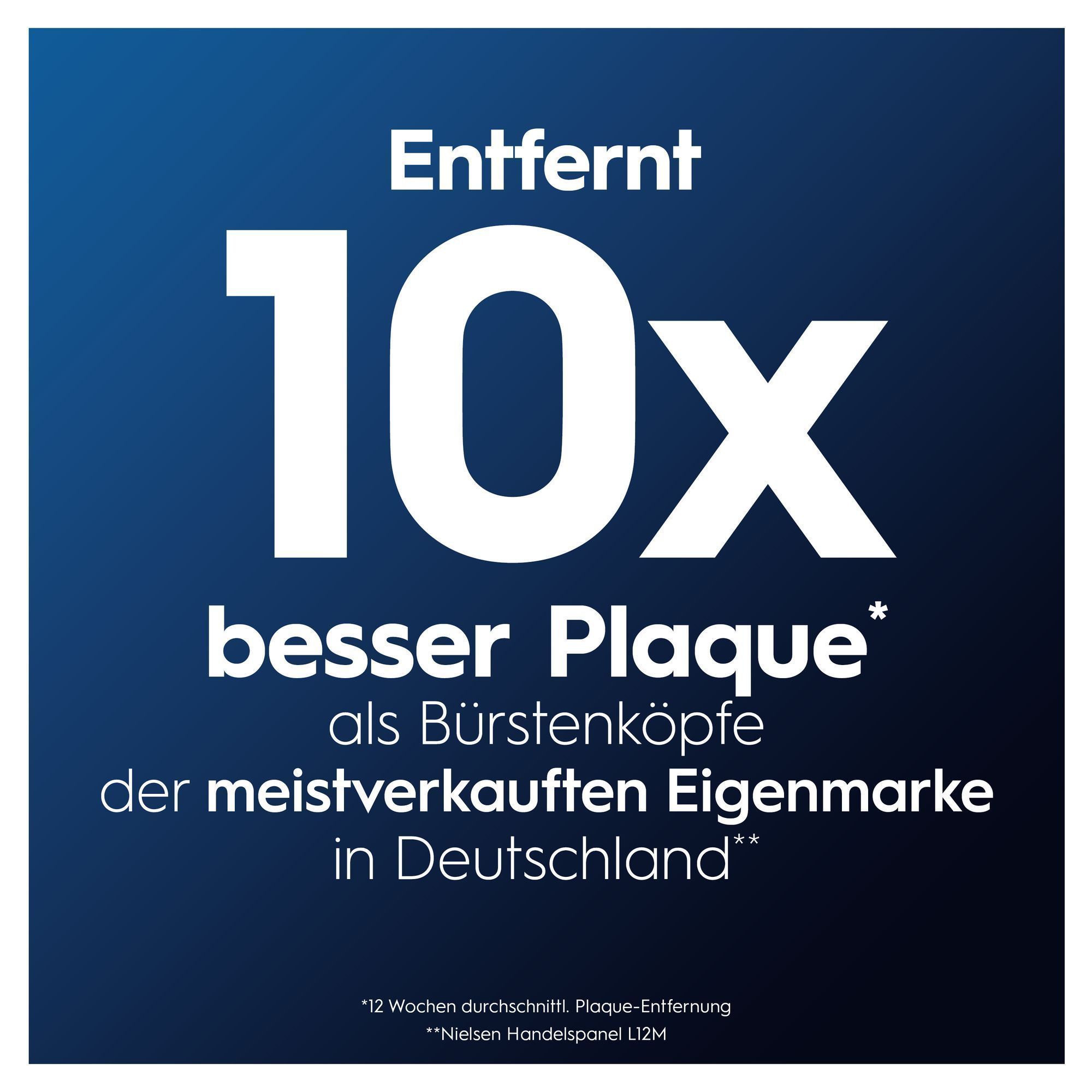 Oral-B entfernt 10x mehr Plaque als Bürstenköpfe der meistverkauften Eigenmarke in Deutschland.