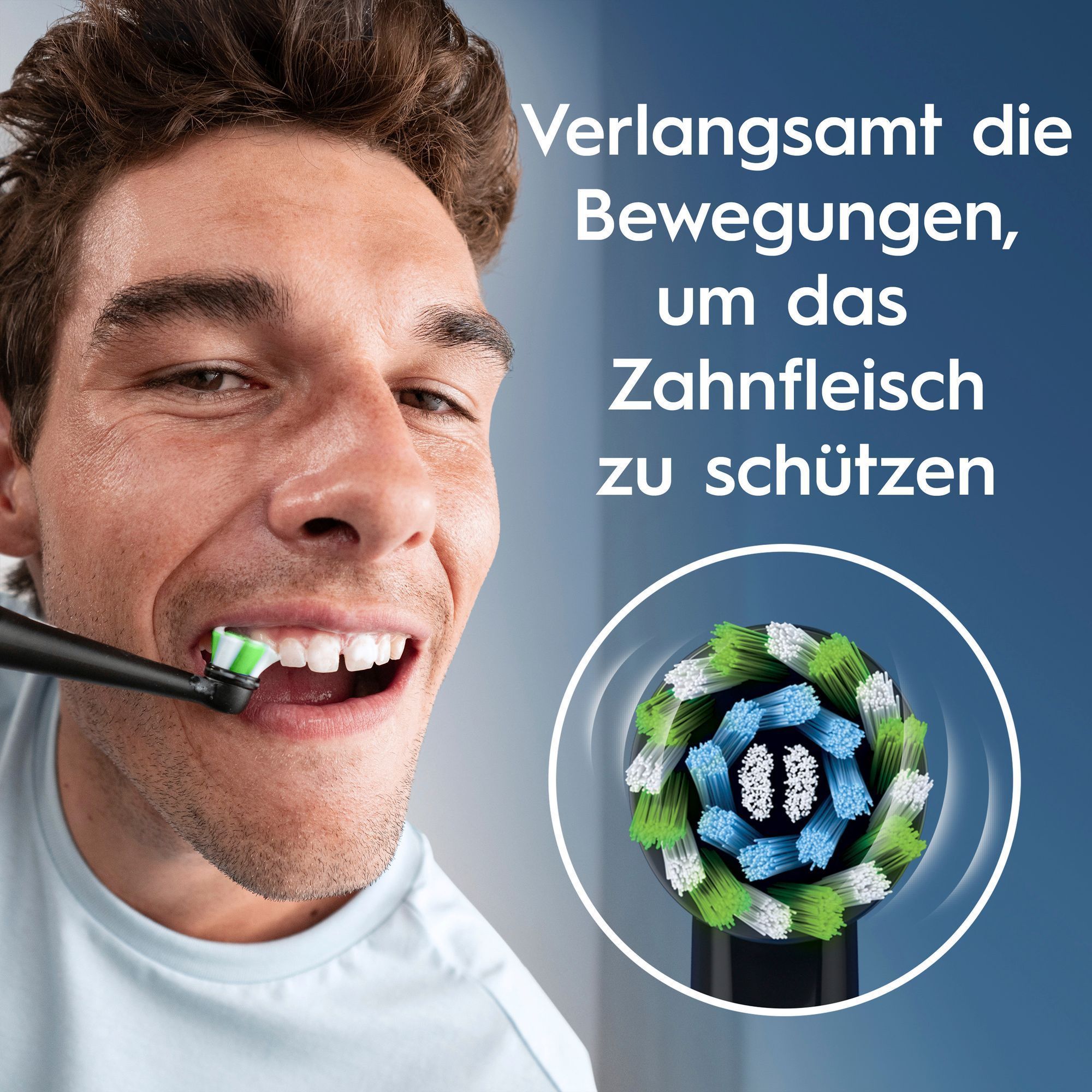 Oral-B elektrische Zahnbürste verlangsamt die Bewegungen um das Zahnfleisch zu schützen