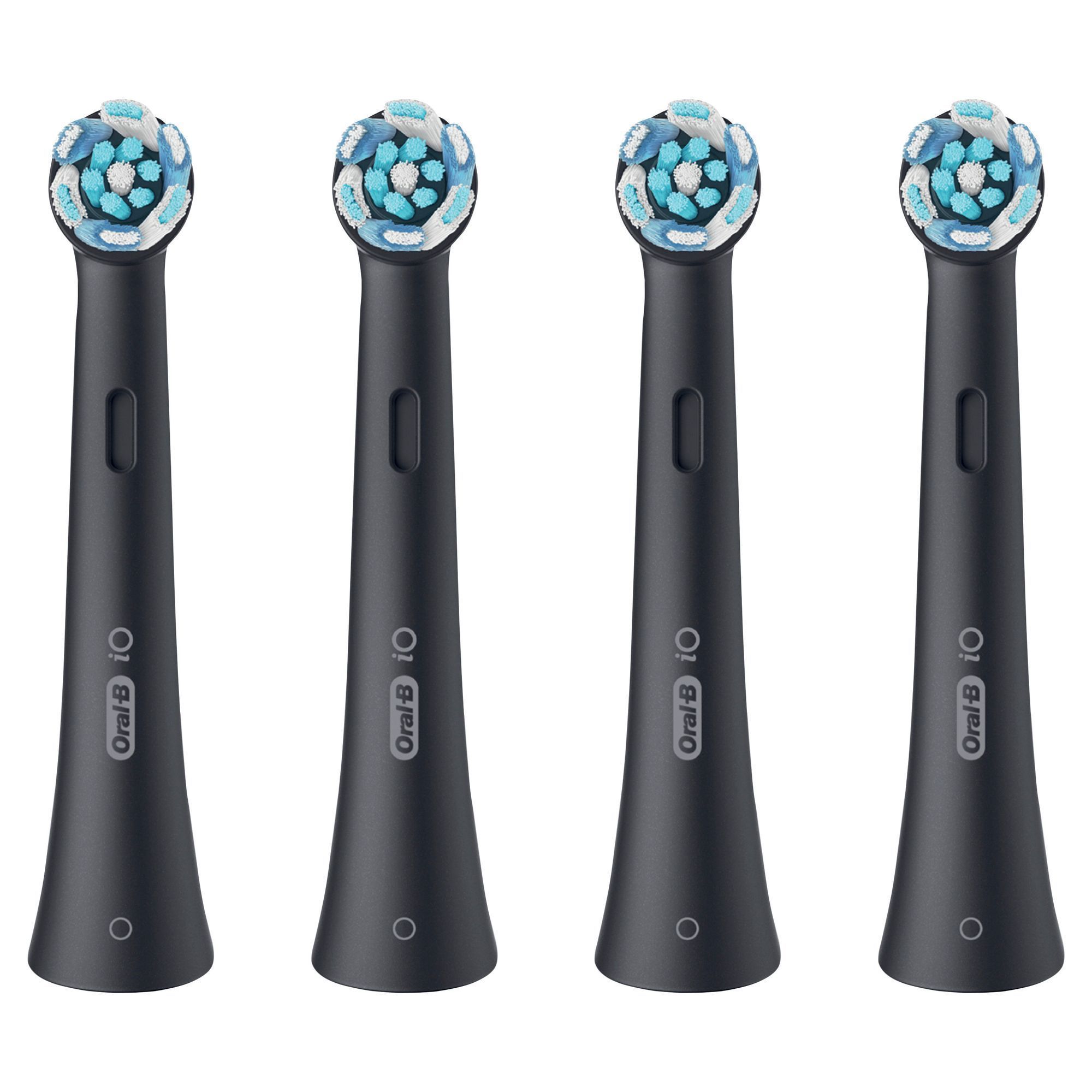 Oral-B iO Aufsteckbürsten, 4er-Pack, mit dem runden Bürstenkopf für eine präzise Reinigung.