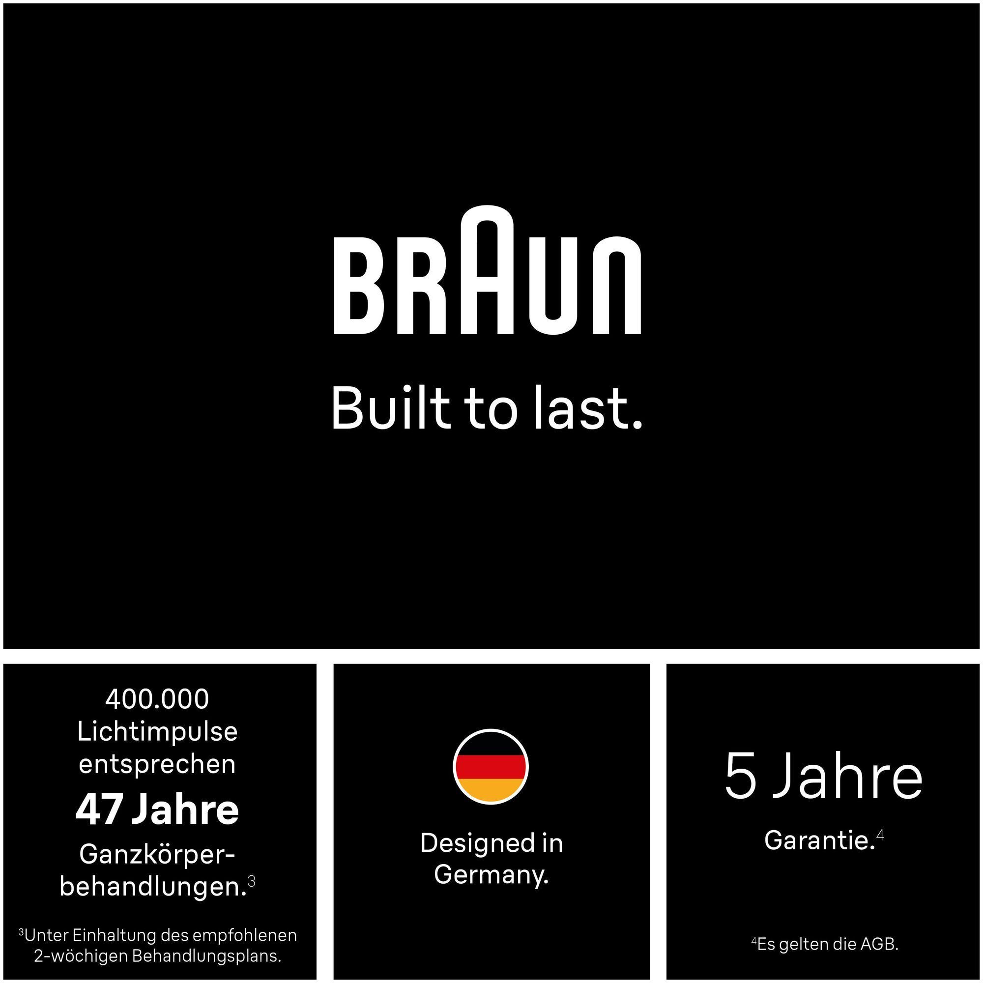 Braun Werte: Langlebigkeit, Design in Deutschland, Garantie.