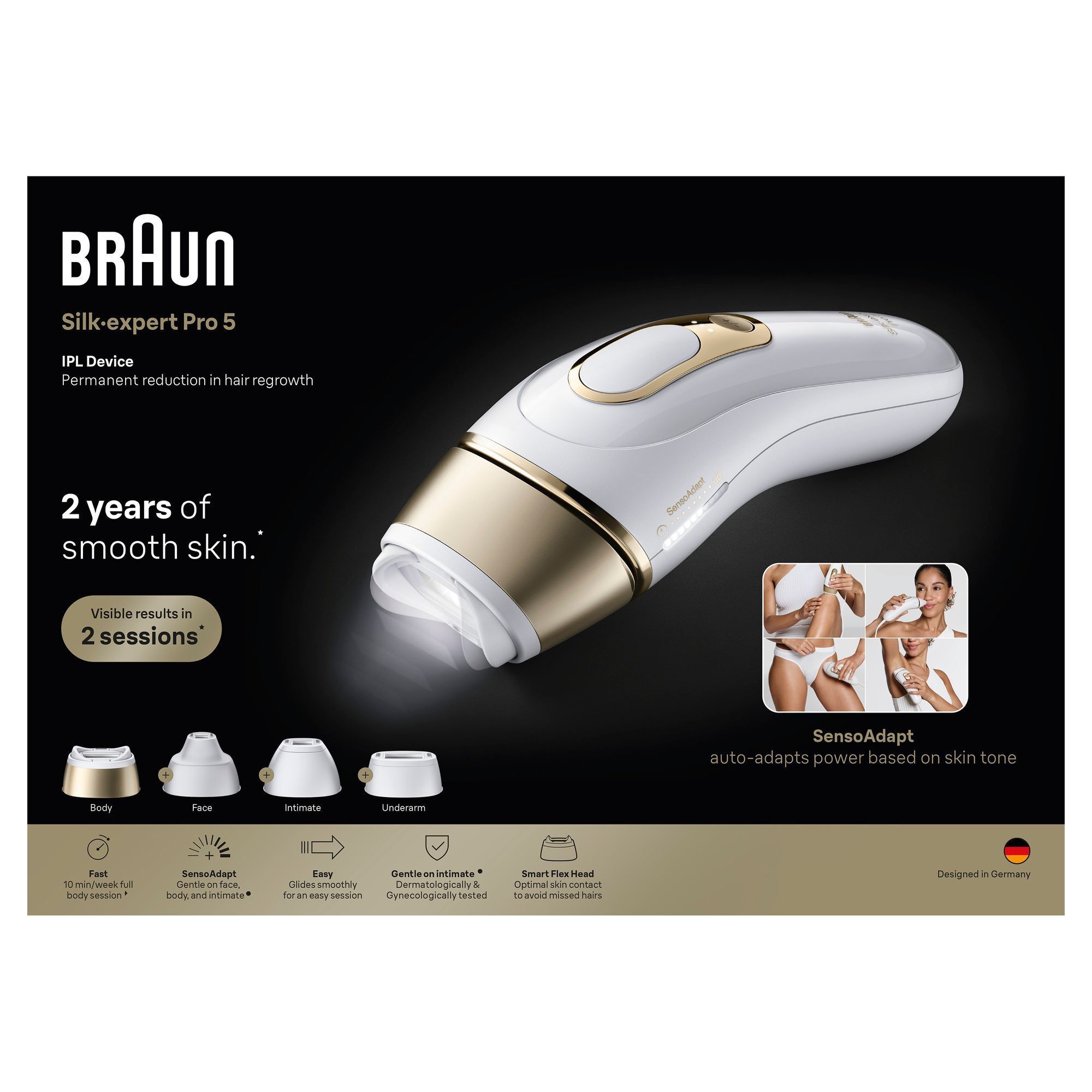 Braun Silk-expert Pro 5 IPL-GerÃ¤t mit 2 Jahren glatter Haut & Ergebnissen in 2 Sitzungen.
