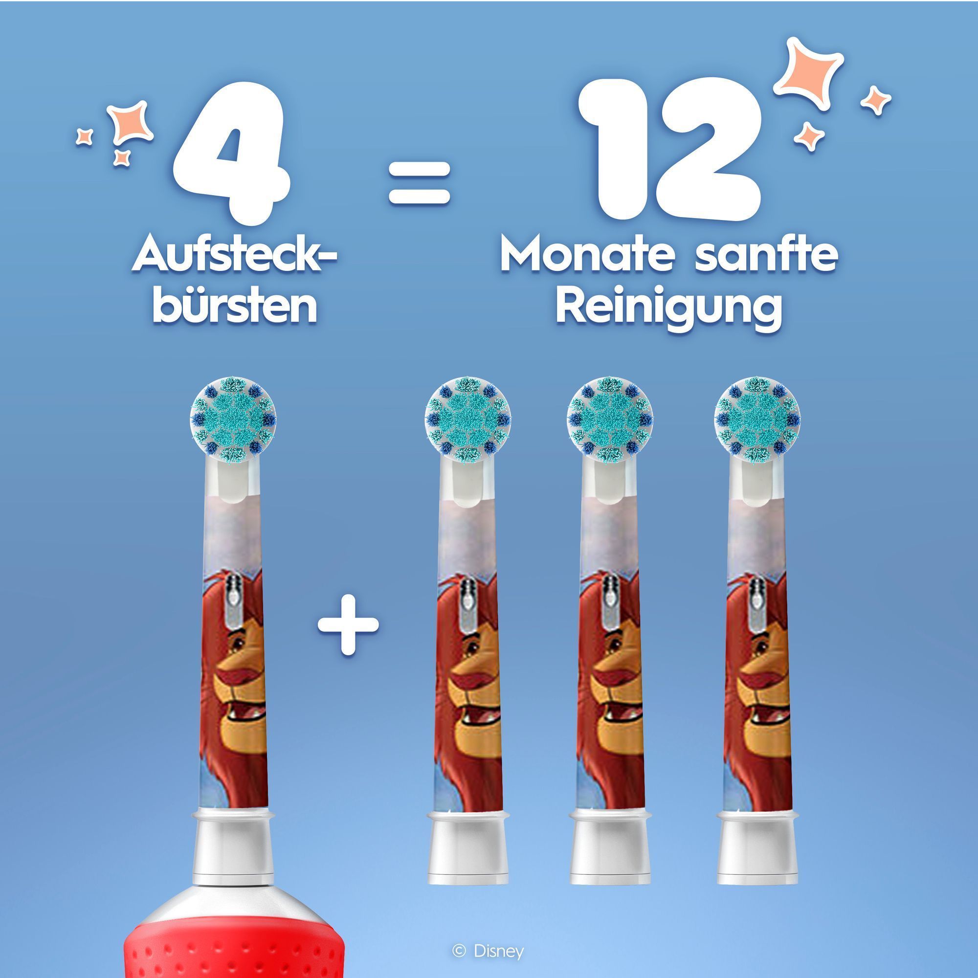 ZahnbÃ¼rste mit AufsteckbÃ¼rste + 3 AufsteckbÃ¼rsten daneben.