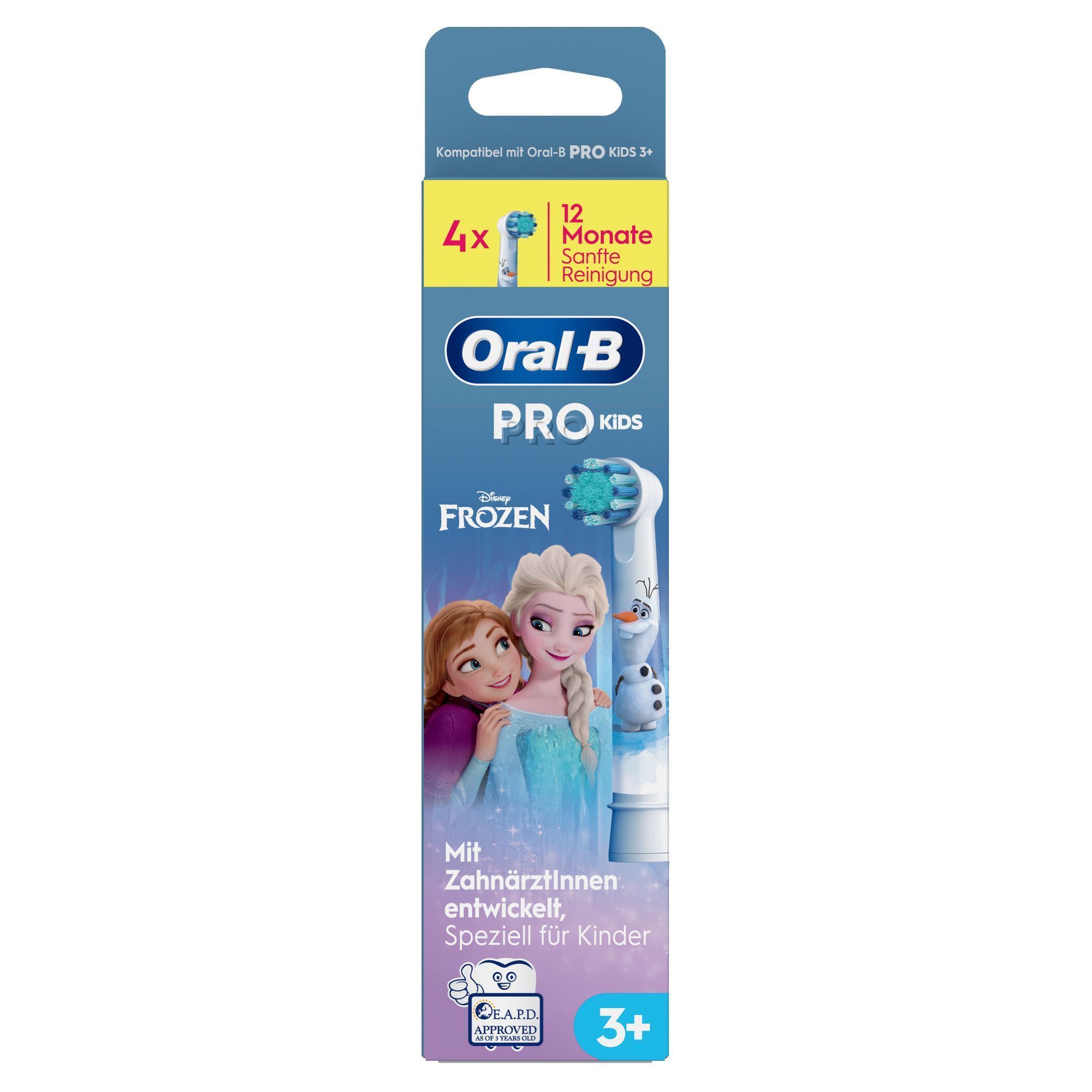 Oral-B PRO Kids Aufsteckbürsten, mit Disney Frozen Design, 4 Stück, für 12 Monate sanfte Reinigung.