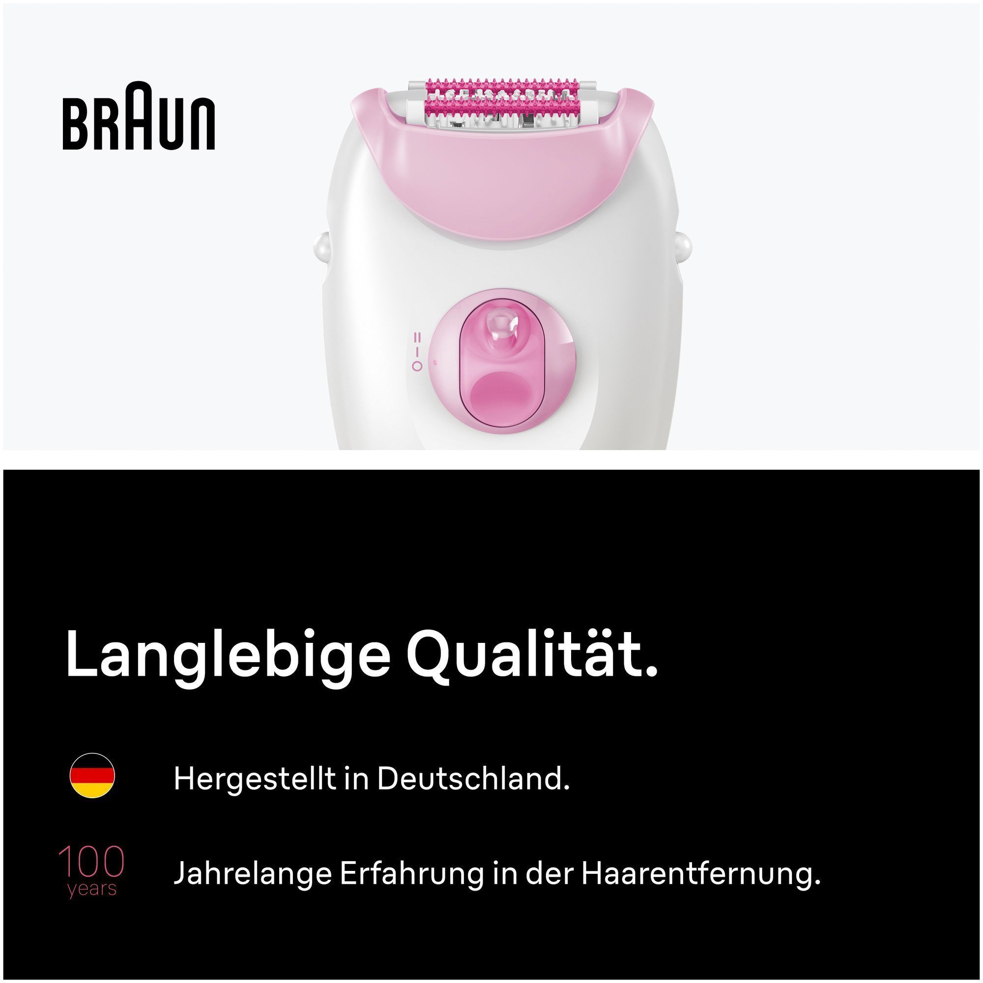 Produktdarstellung von vorne des Silk-epil 3, hergestellt in Deutschland.
