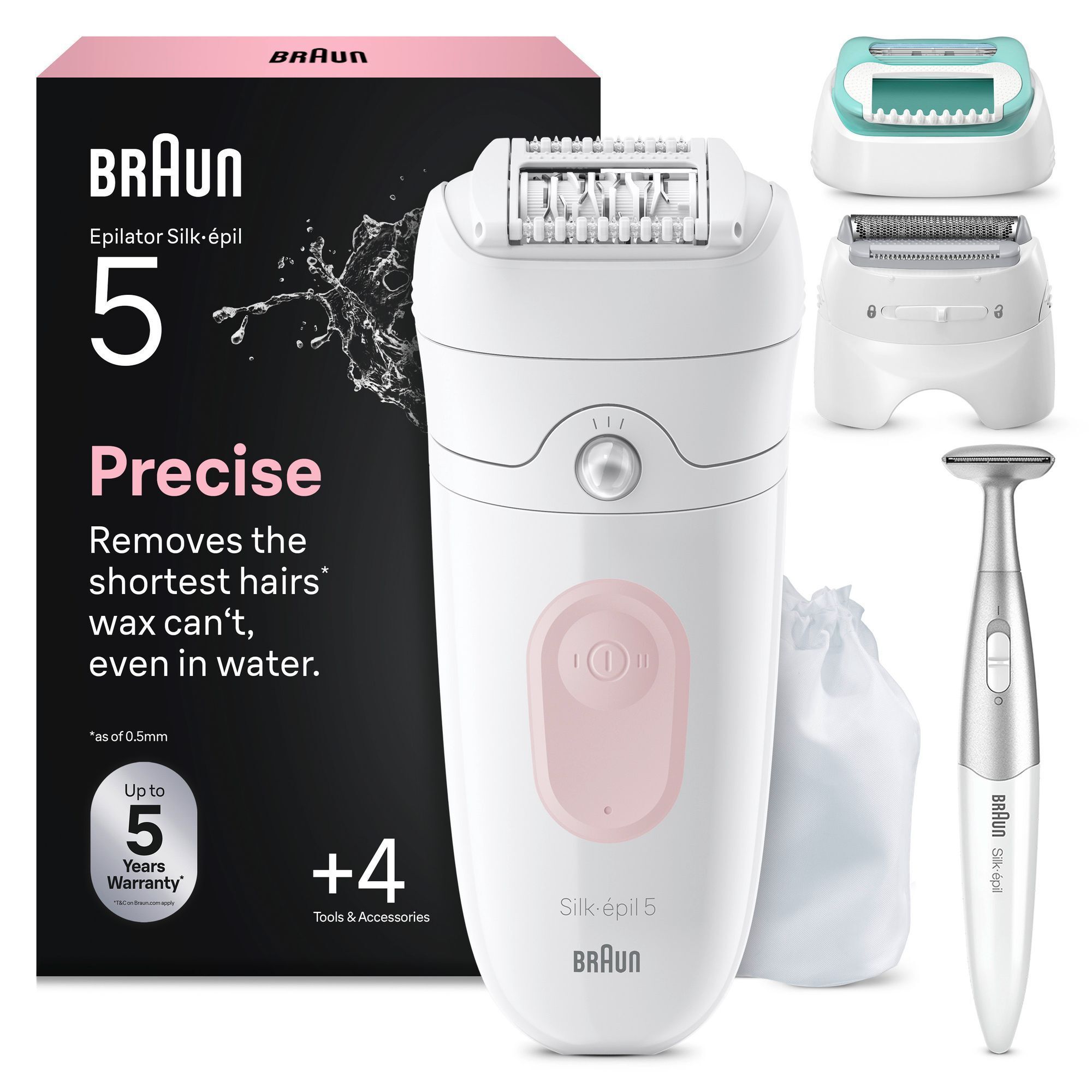 Braun Silk-Ã©pil 5 Epilierer mit Wet&Dry-Funktion fÃ¼r bis zu 1 Monat glatte Haut.
