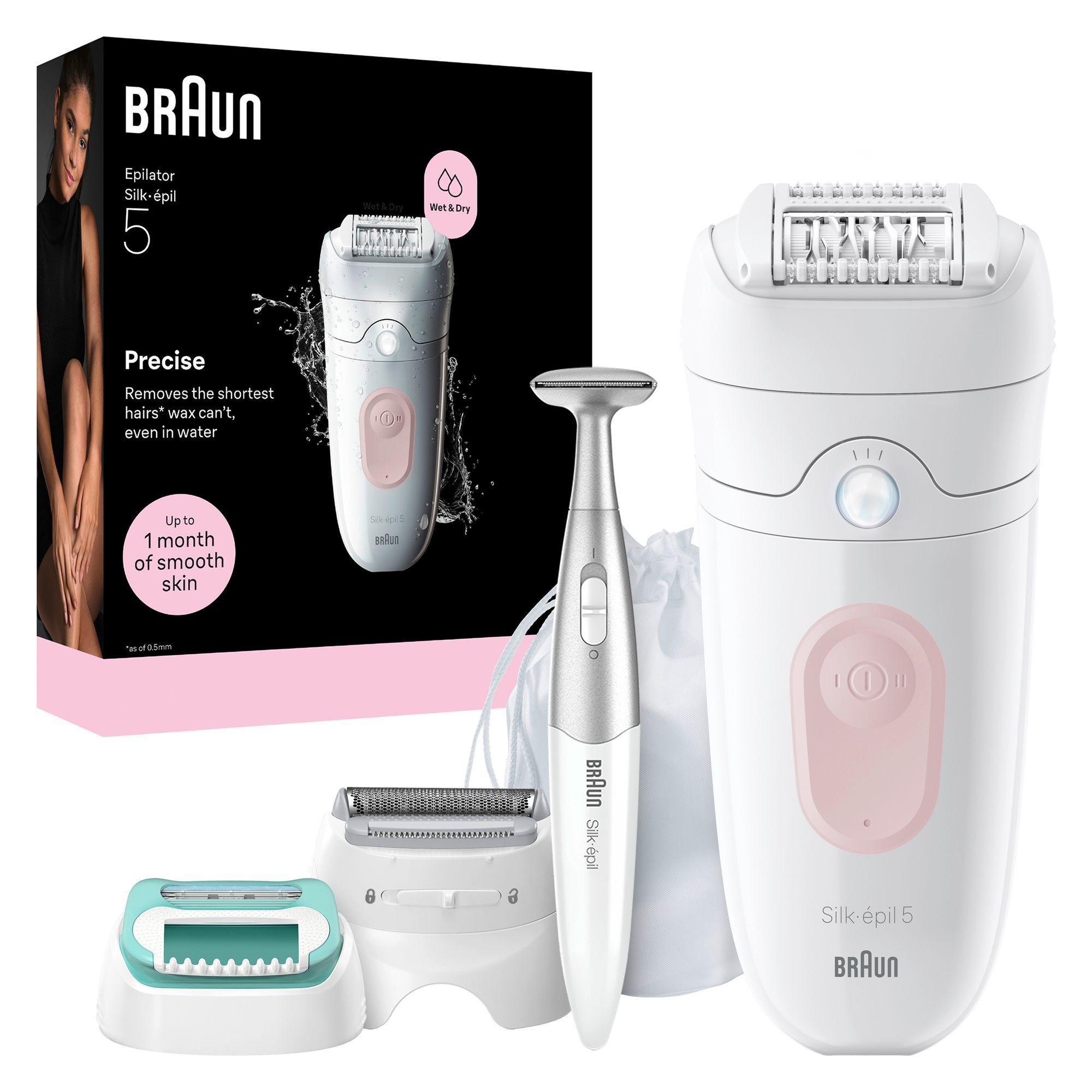 Braun Silk-Ã©pil 5 Epilierer Set mit ZubehÃ¶r, Wet & Dry, fÃ¼r 1 Monat glatte Haut.