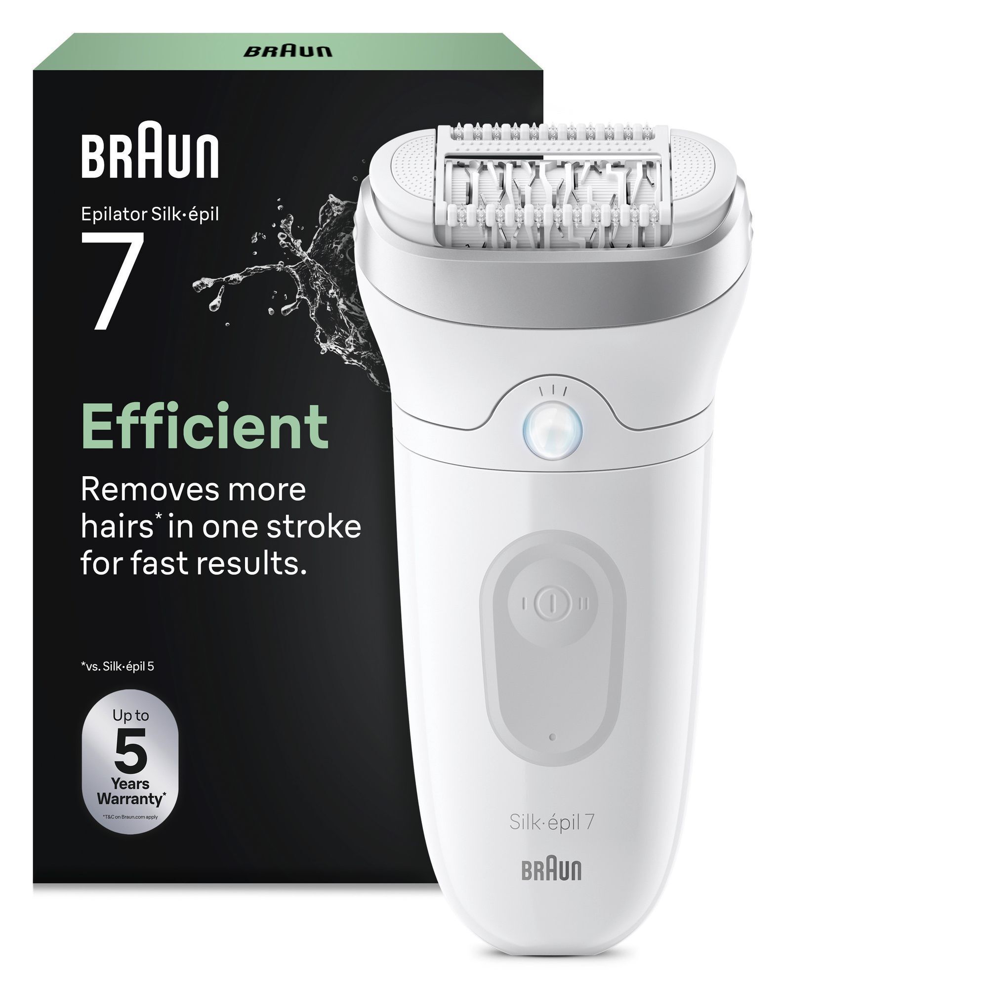 Braun Silk-Ã©pil 7 Epilierer Verpackung, bewirbt bis zu 1 Monat glatte Haut.