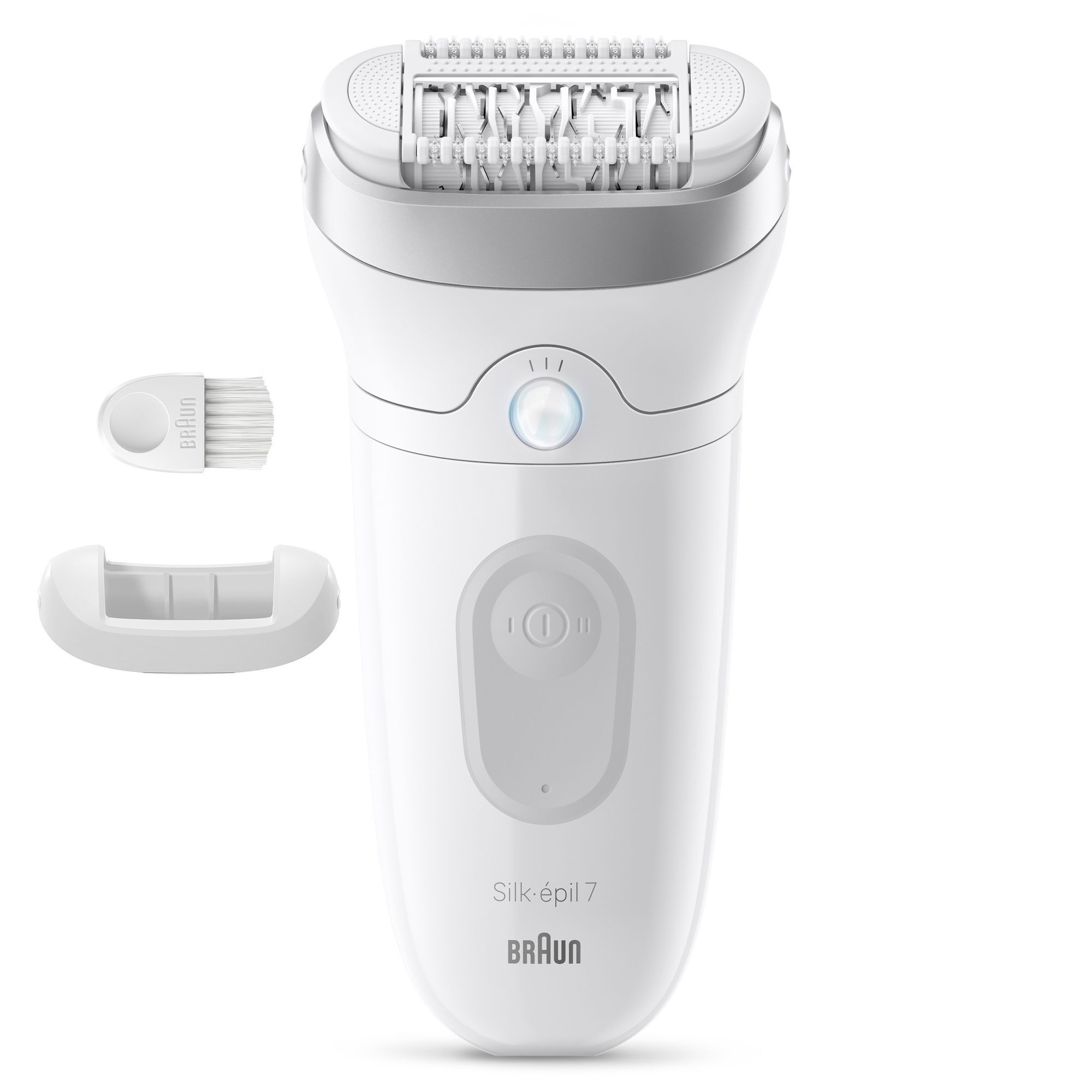 Braun Silk-Ã©pil 7 Epilierer mit PrÃ¤zisions-Pinzetten und ReinigungsbÃ¼rste.
