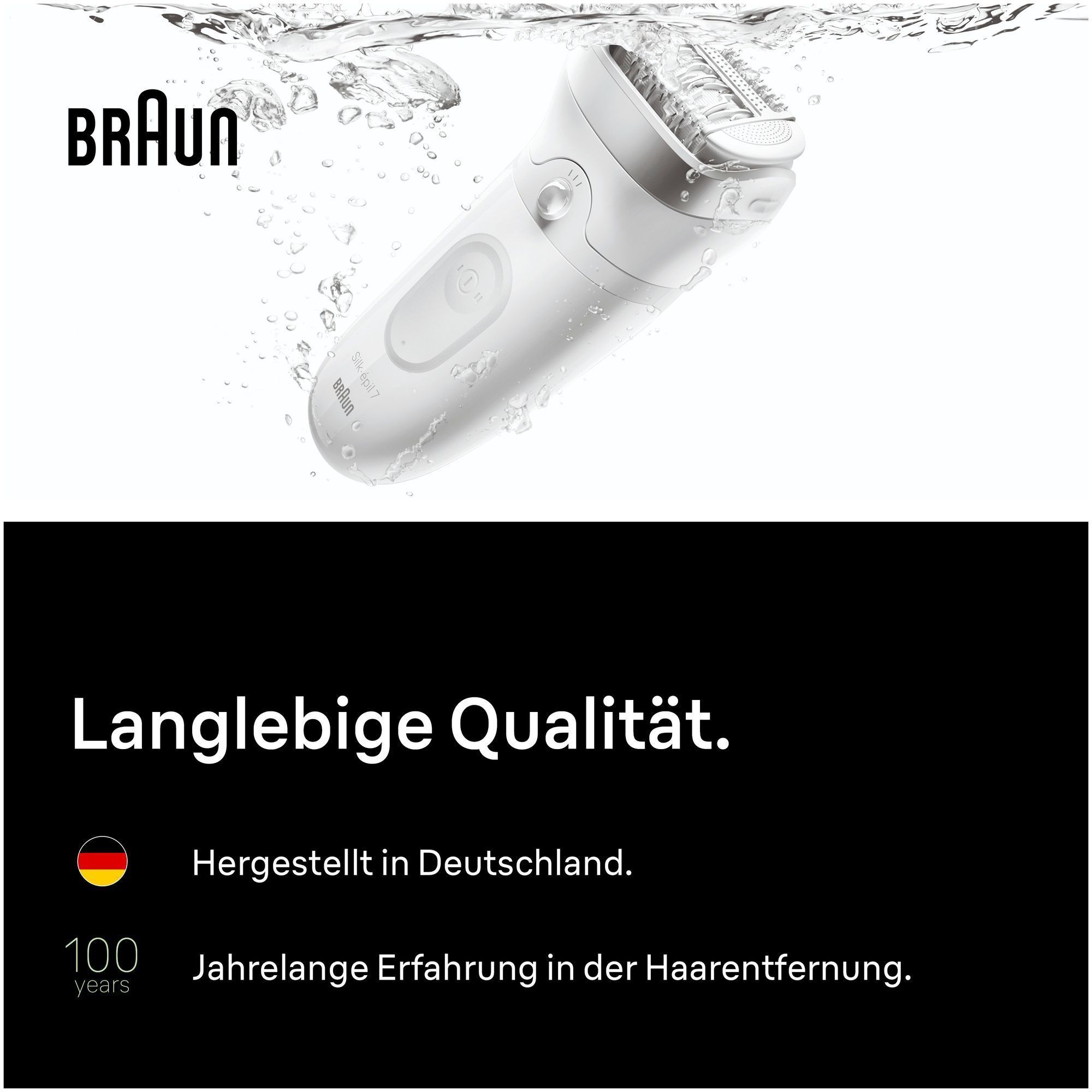 Seitenansicht des Silk-epil 7 unter Wasser.