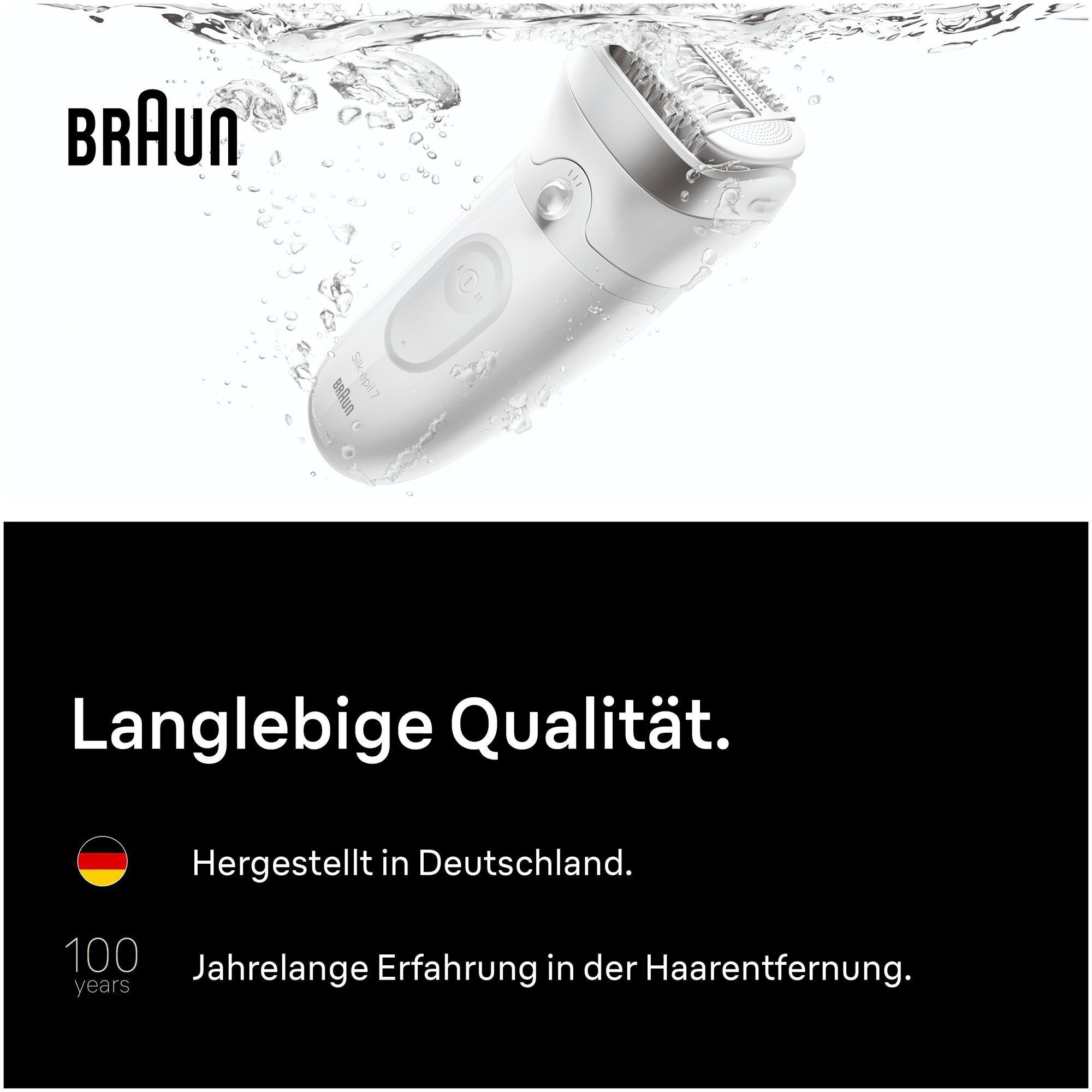 Seitenansicht des Silk-epil 7 unter Wasser.
