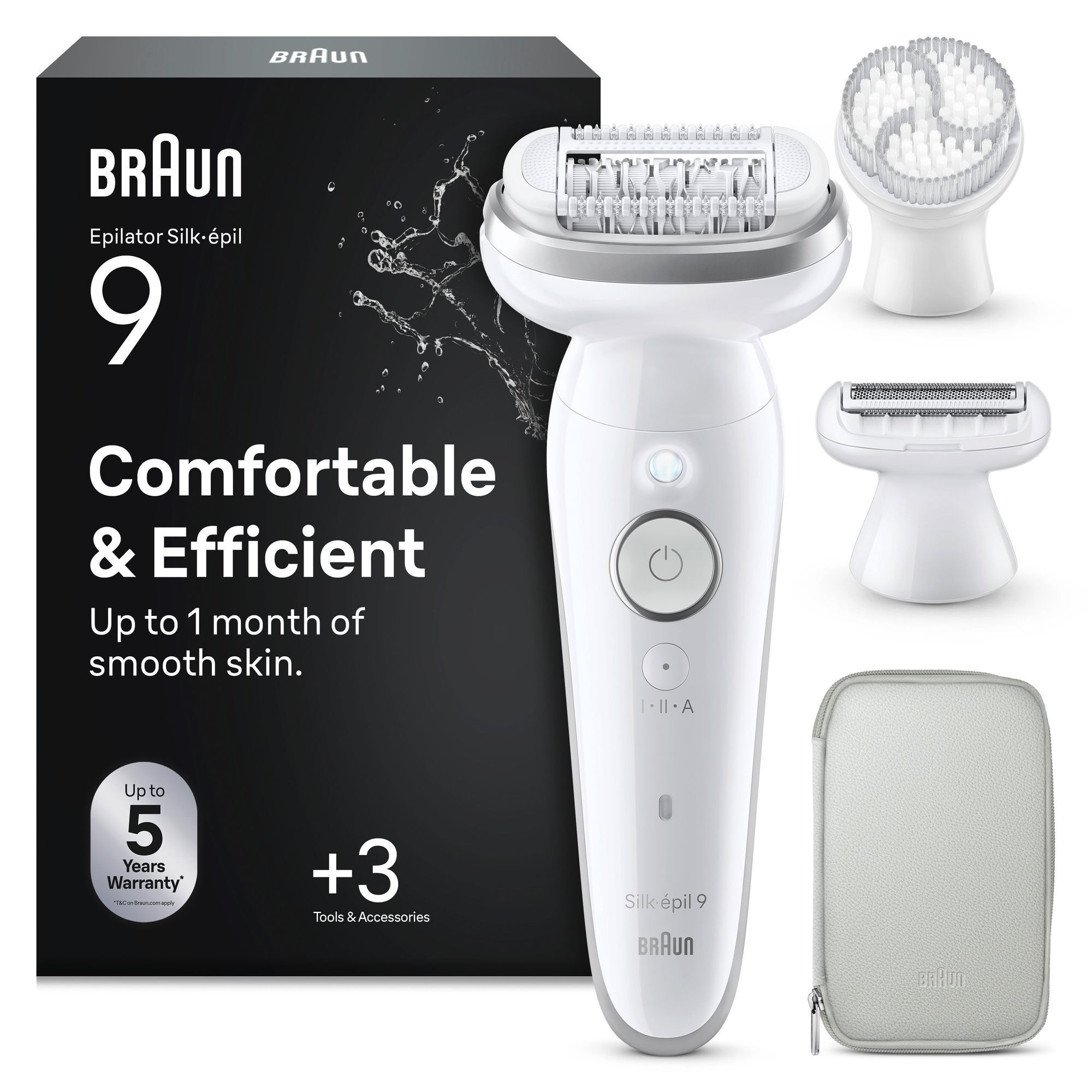 Braun Silk-Ã©pil 9 Epilierer mit ZubehÃ¶r, verspricht bis zu 1 Monat glatte Haut.
