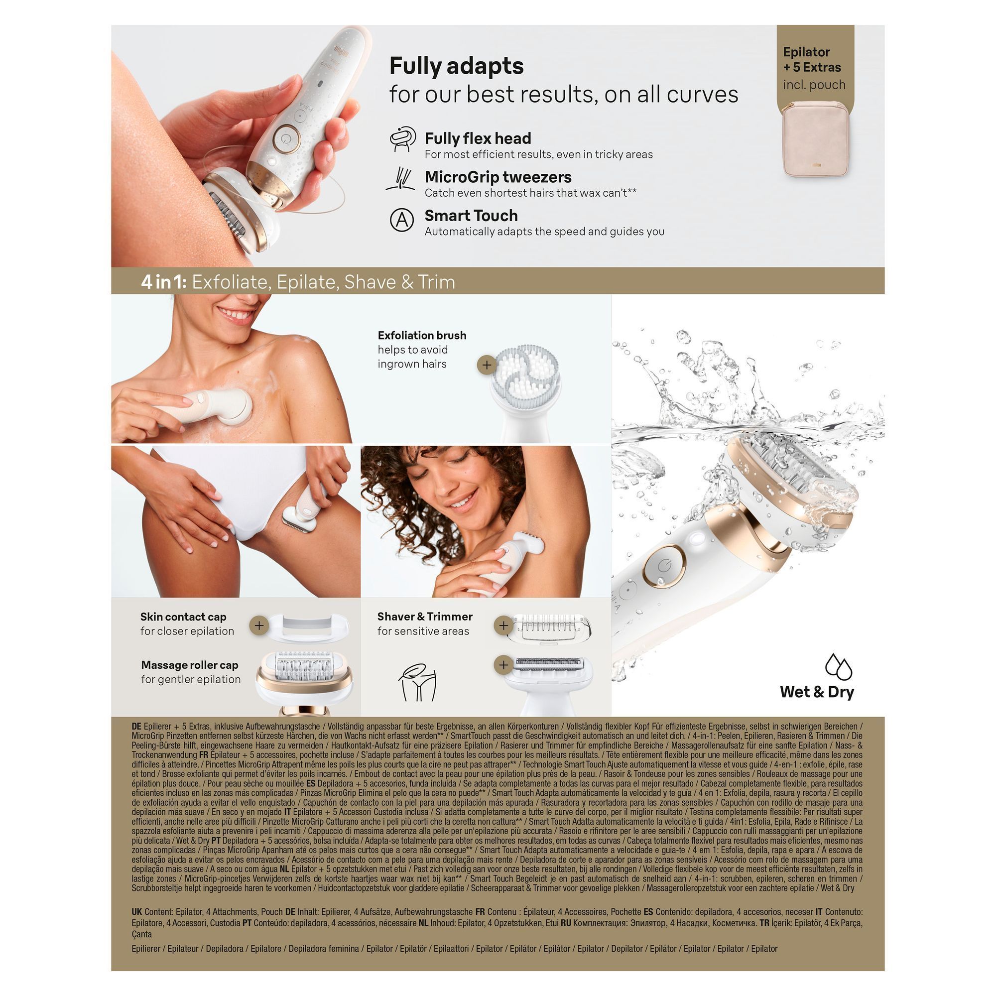 Side panel of Braun Silk-Ã©pil 9 flex pack with manufacturer address.