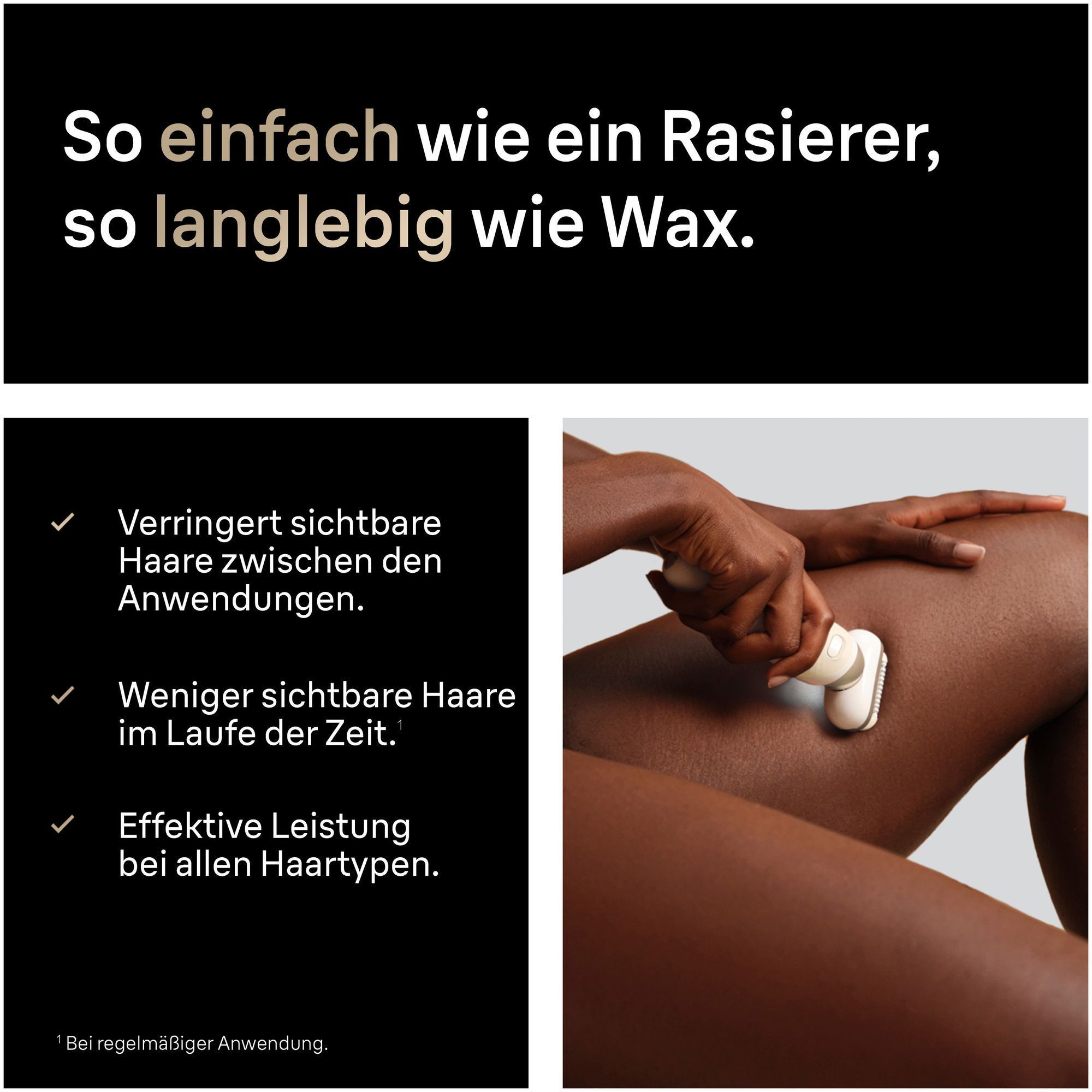 Nahaufnahme einer Frau, die Silk-epil 9 Flex an ihrer Achsel in der Dusche verwendet.