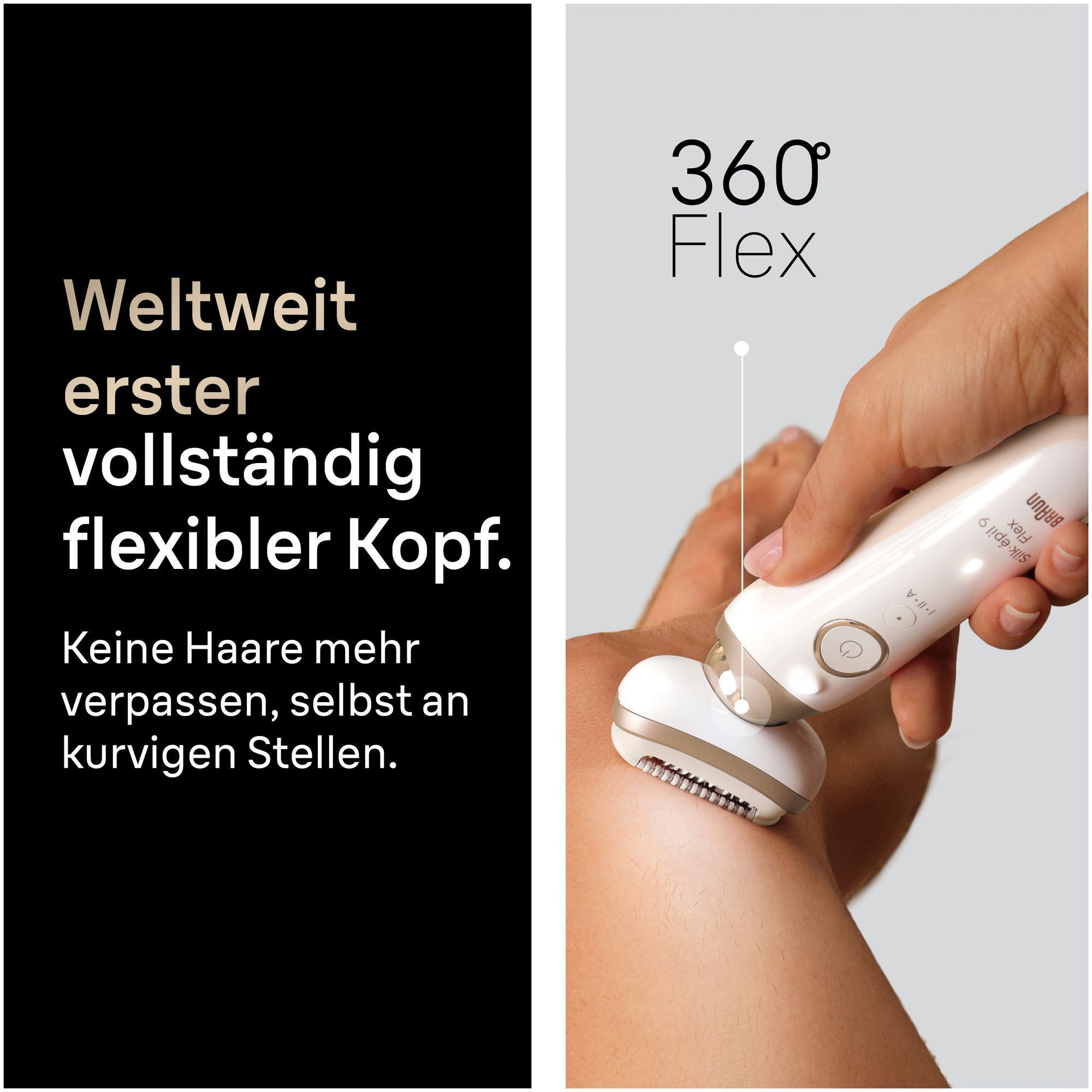 Nahaufnahme einer Frau, die Silk-epil 9 Flex an ihrer Achsel in der Dusche verwendet.