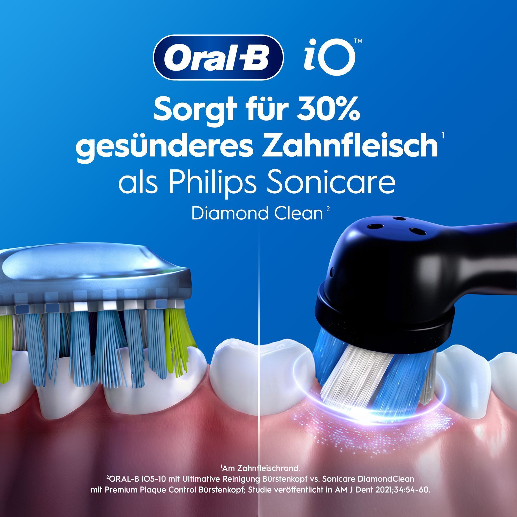 Oral-B iO: 45% bessere Zahnfleischgesundheit im Vergleich zur Schallzahnbürste.