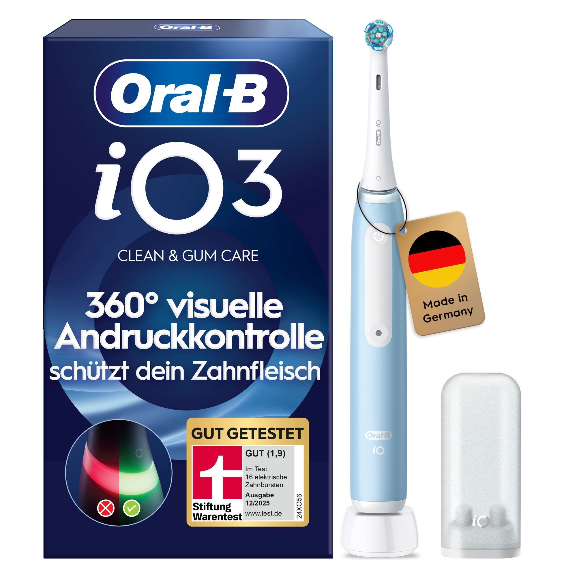 Oral-B iO3 elektrische Zahnbürste mit Stiftung Warentest Urteil GUT (1,9).