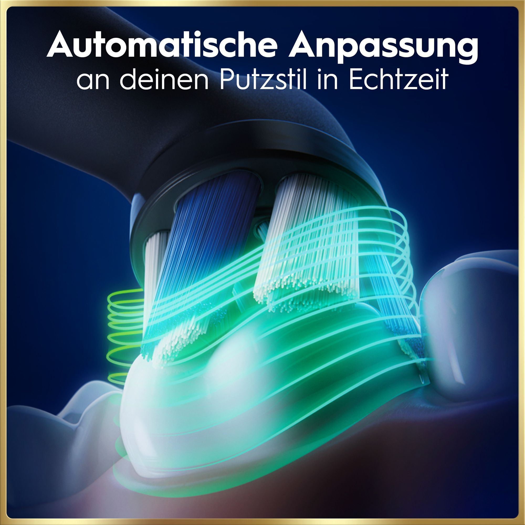 Elektrische Zahnbürstenkopf mit Lichteffekten, die automatische Echtzeit-Anpassung visualisieren