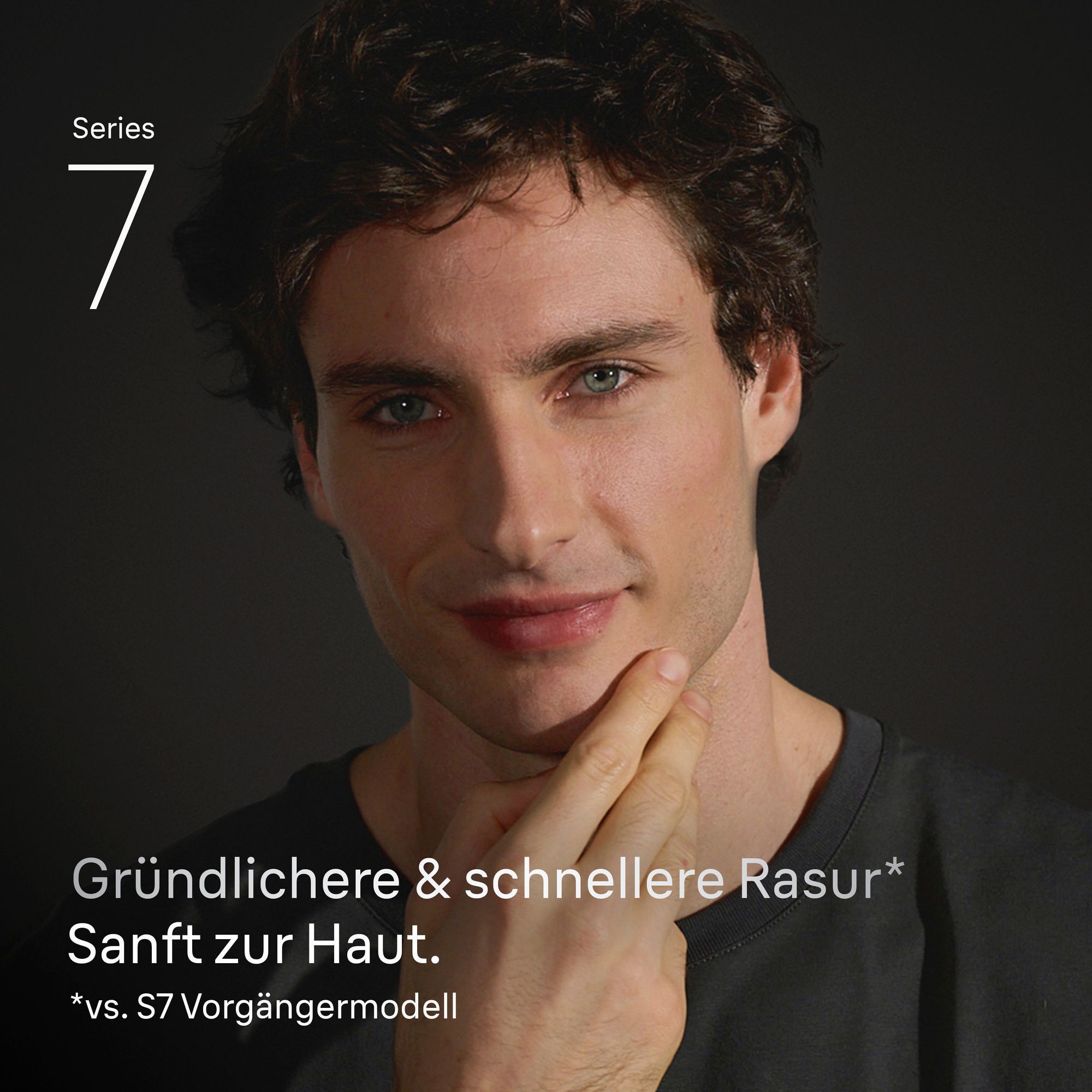 Glatte, gepflegte Haut nach der Rasur mit dem Braun Series 7 Rasierer, für eine gründlichere und schnellere Rasur im Vergleich zum S7 Vorgängermodell.