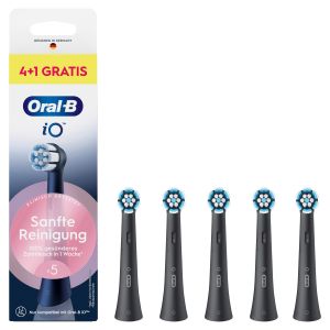 4+1 iO Aufsteckbürsten Sanfte Reinigung, Schwarz, Sonderedition