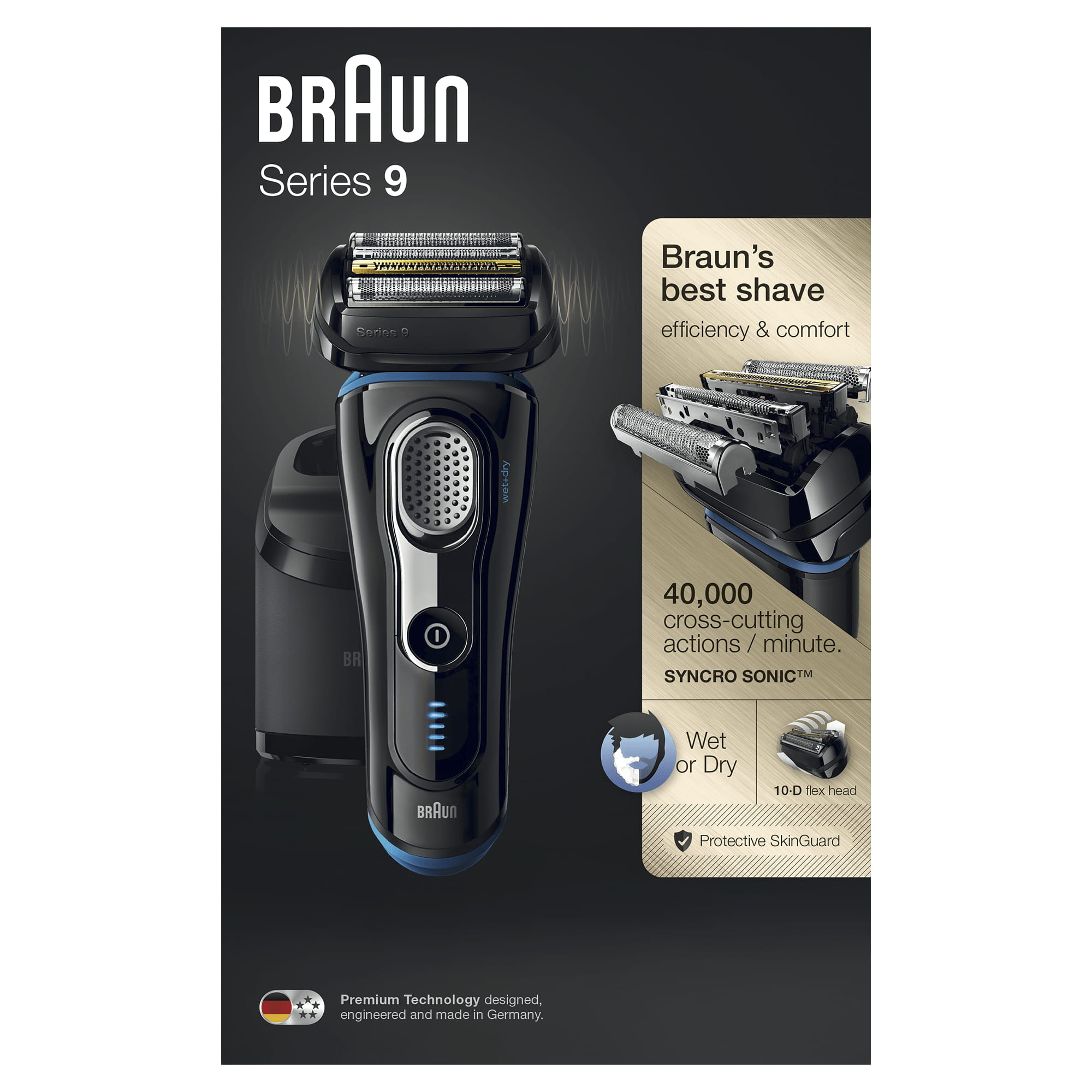 Braun -Rasierer Series 9 - 9280cc System wet&dry, schwarz/blau - Artikel-Nr.:  81575539