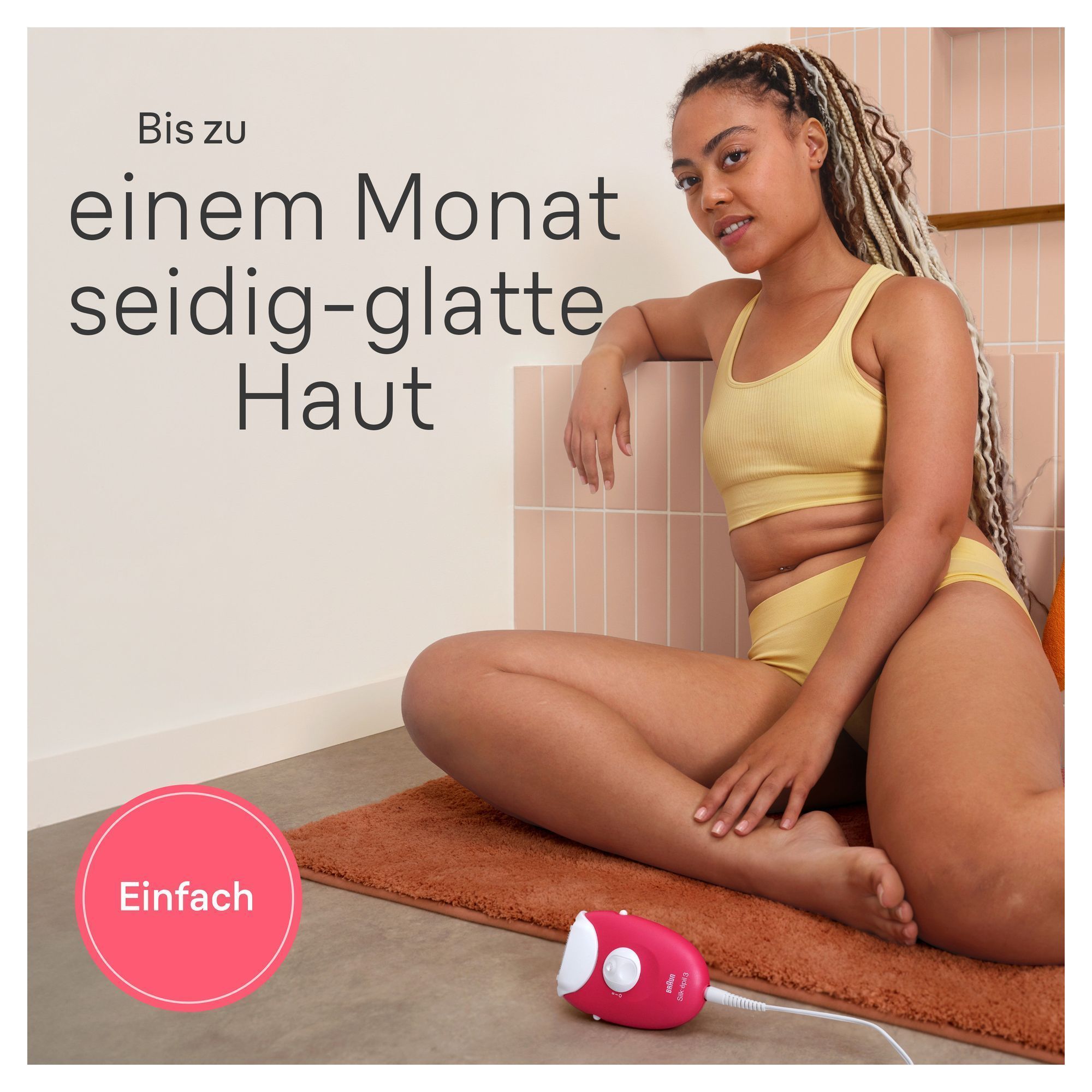 Braun Epilierer für bis zu einem Monat seidig-glatte Haut, beworben als "Einfach".